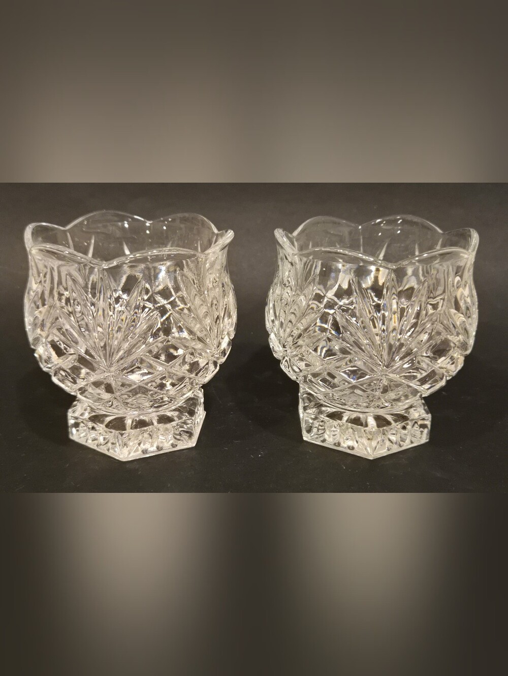 Vintage Noritake Hampton Hall Clear Crystal Glass Decorative Votives - Set of 2